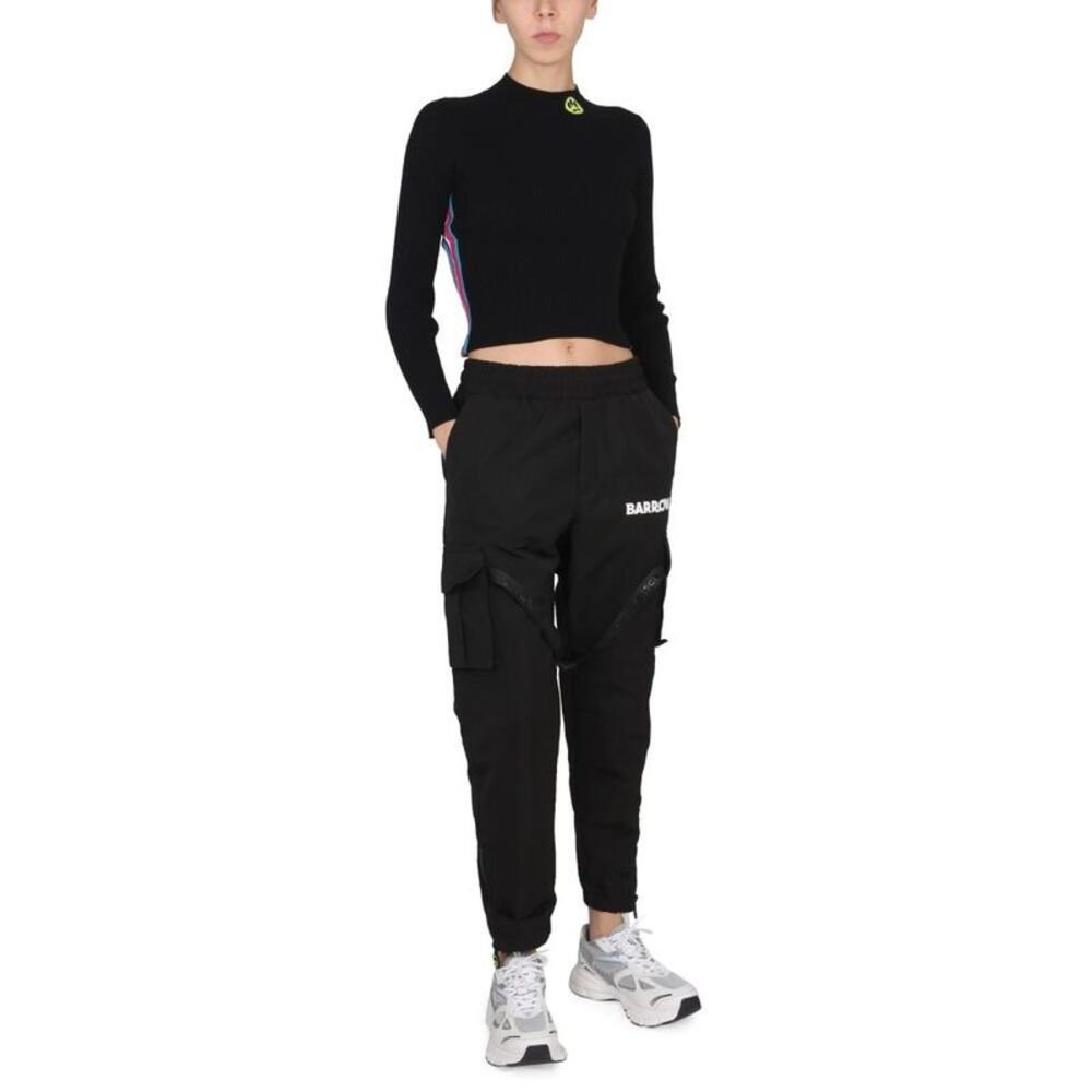 BARROW Graphic Logo Mock Neck Cropped Ribbed Knit Top Women MULTICOLOUR T-Shirts